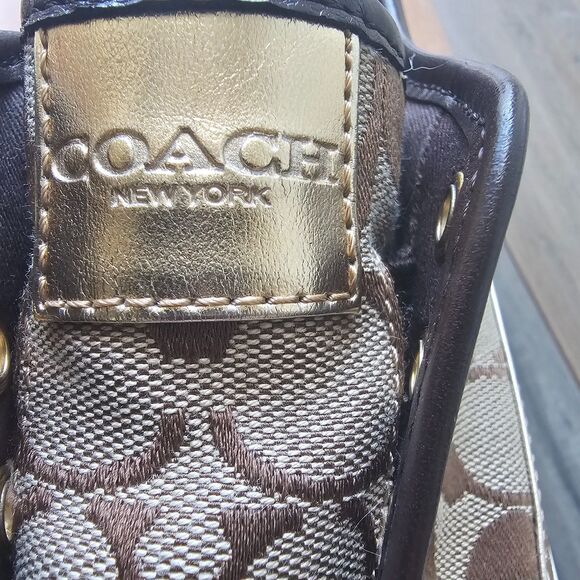 Coach Felix Signature C Canvas Slip-On Sneakers US 9B Gold Brown Low Top - Picture 6 of 7